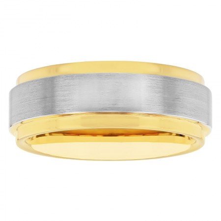Step Edge Men's Tungsten Band with Yellow Finish, 8mm