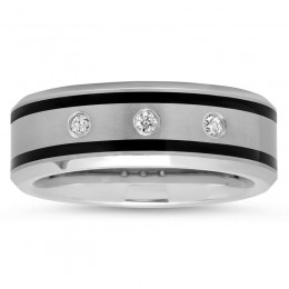 .09 CTW Diamond Tungsten & Black Resin Men