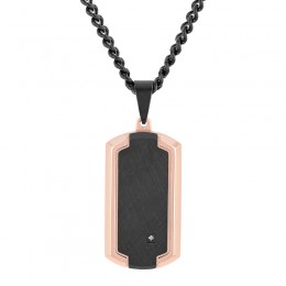.01 CTW Stainless Steel Black & Rose Diamond Men