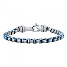 Blue and White Box Link Men