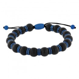 Stainless Steel Matte Onyx Bead Bolo Bracelet