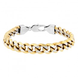 Stainless Steel With Yellow IP Curb Link Bracelet