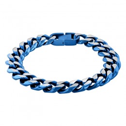 White and Blue Beveled Curb Link Men