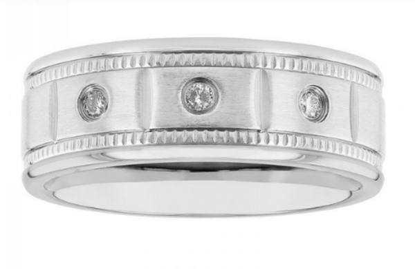 mens diamond stainless steel wedding band