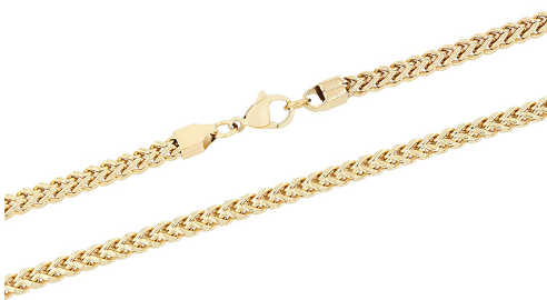 A men's yellow stainless steel franco link chain