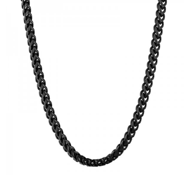 A black stainless steel men's Franco link chain