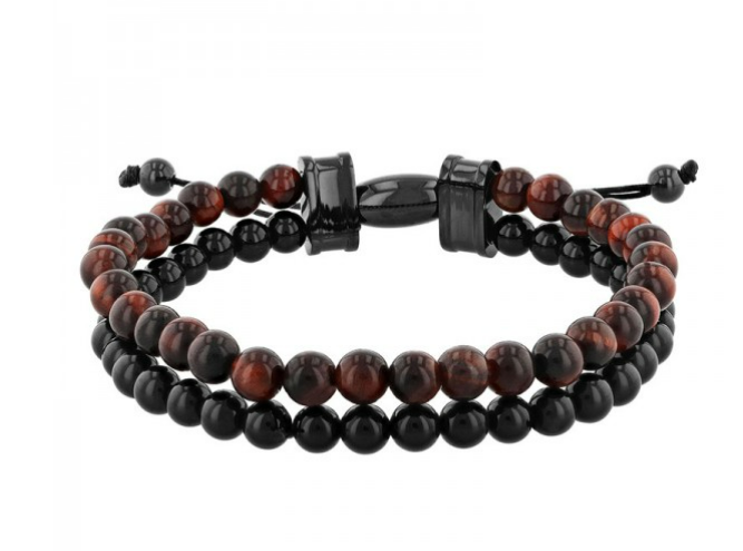 A double men's beaded bolo bracelet