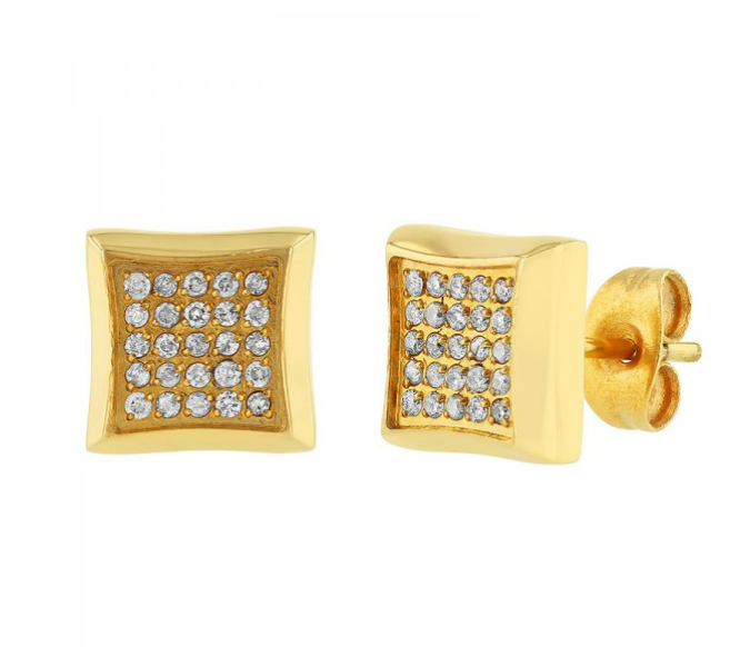 A pair of yellow stainless steel and diamond earrings