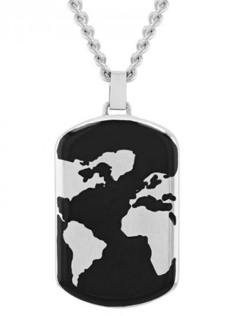 men's map dog tag pendant