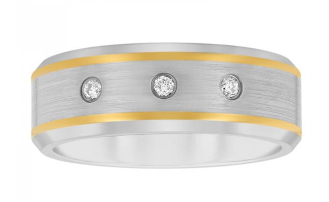 Tungsten and diamond men's wedding band