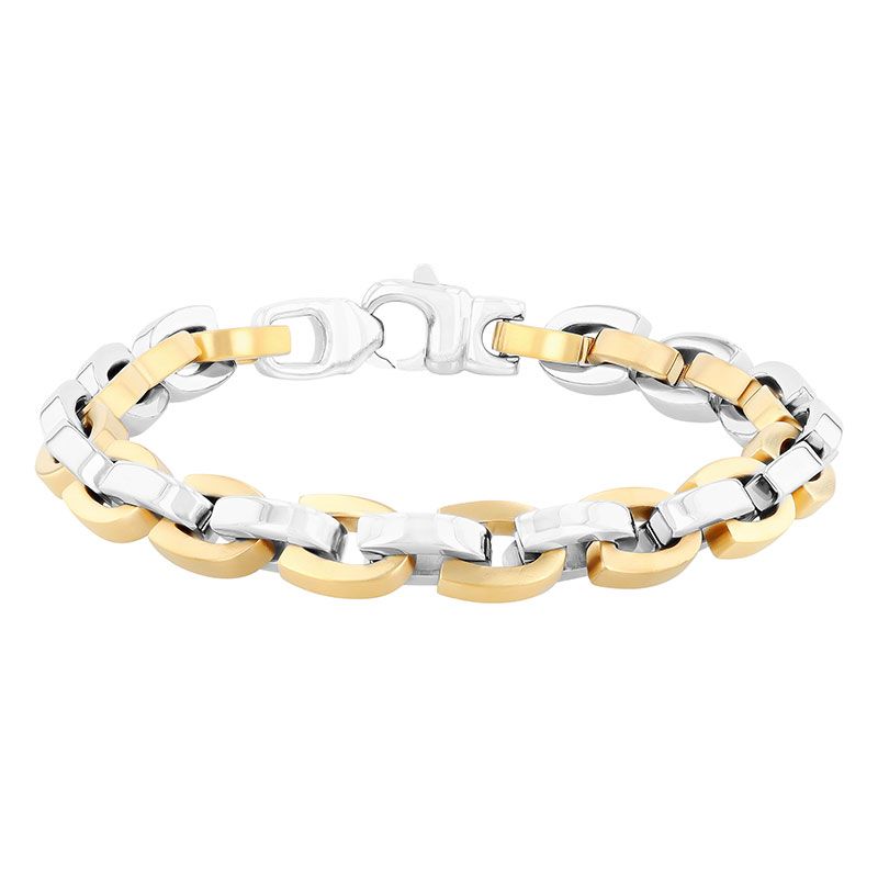 Stainless Steel With Yellow IP Horseshoe Link Bracelet TS5789
