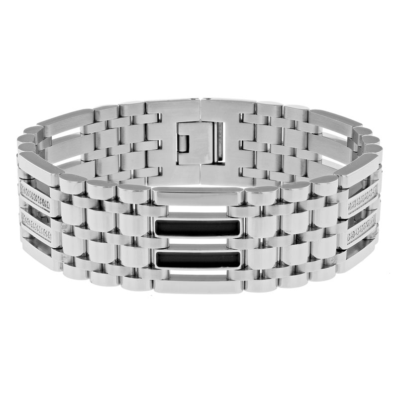 1/4 CTW Men's Stainless Steel Bracelet w/ Diamonds - TS8476